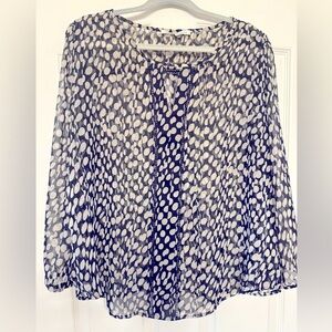 Collective Concepts Navy and White Polka Dot Women's Top